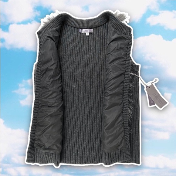 NWT JENNIFER LOPEZ Modern Bohemia Vegan Faux Fur Rib Knit Open Sweater Vest Boho - Picture 7 of 14